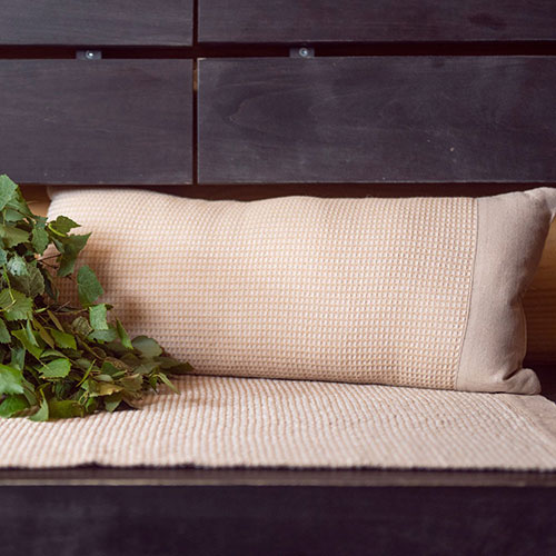 Rento Kenno Sauna Pillow, 20" x 9" x 5", Recycled Cotton/Recycled Polyester, Beige