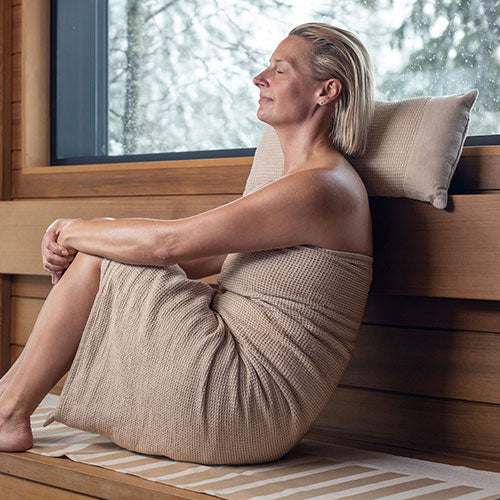 Rento Kenno Sauna Pillow, 20" x 9" x 5", Recycled Cotton/Recycled Polyester, Beige