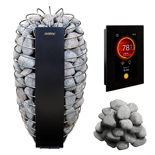 Harvia Spirit SP80E package with Fenix Wi-Fi control and round stones