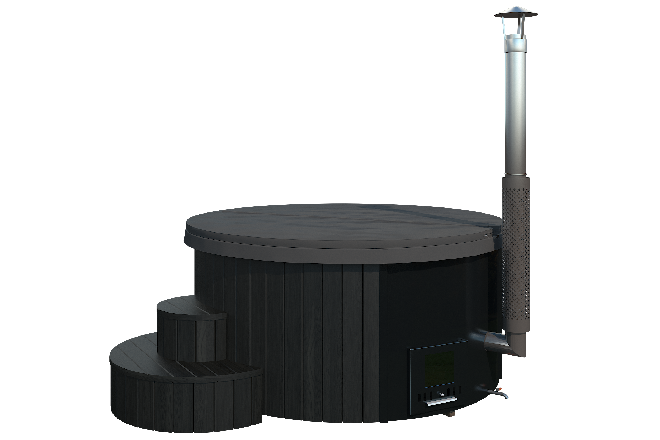 SaunaLife Model S4B Soak-Series Home Wood-Burning Hot Tub, Black, Up to 6 Persons