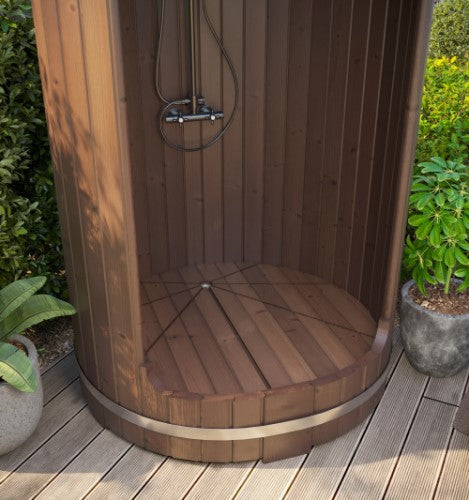SaunaLife Barrel Shower Model R3 Rain-Series Outdoor Barrel Shower Kit 53"Wx90"H