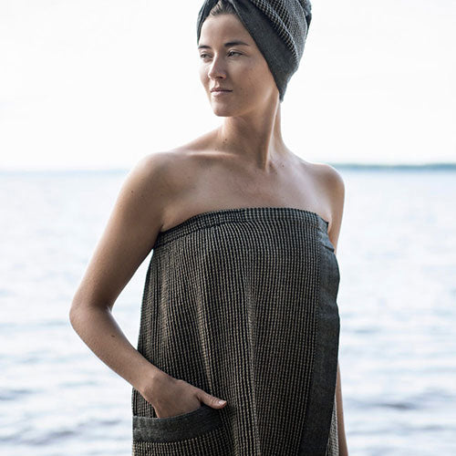 Rento Kenno Sauna Sarong, Cotton/Polyester, 58" x 34", Brown