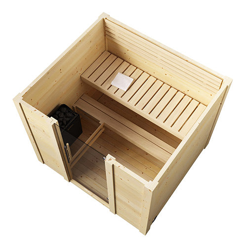 SaunaLife Model G2 Garden-Series Outdoor Home Sauna DIY Kit w/LED Light System, Up to 4 Persons