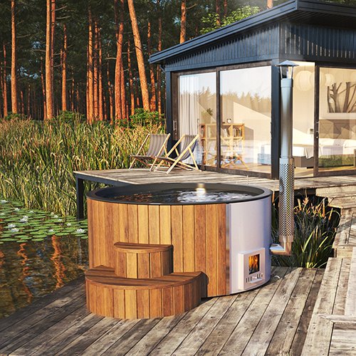 SaunaLife Model S4N Soak-Series Home Wood-Burning Hot Tub, Natural, Up to 6 Persons