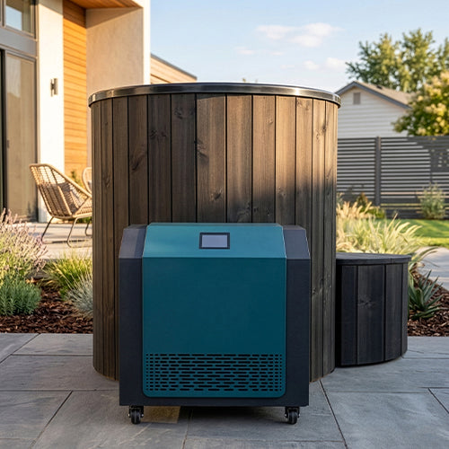 SaunaLife S1B Tub with FDC-1A Chiller side view