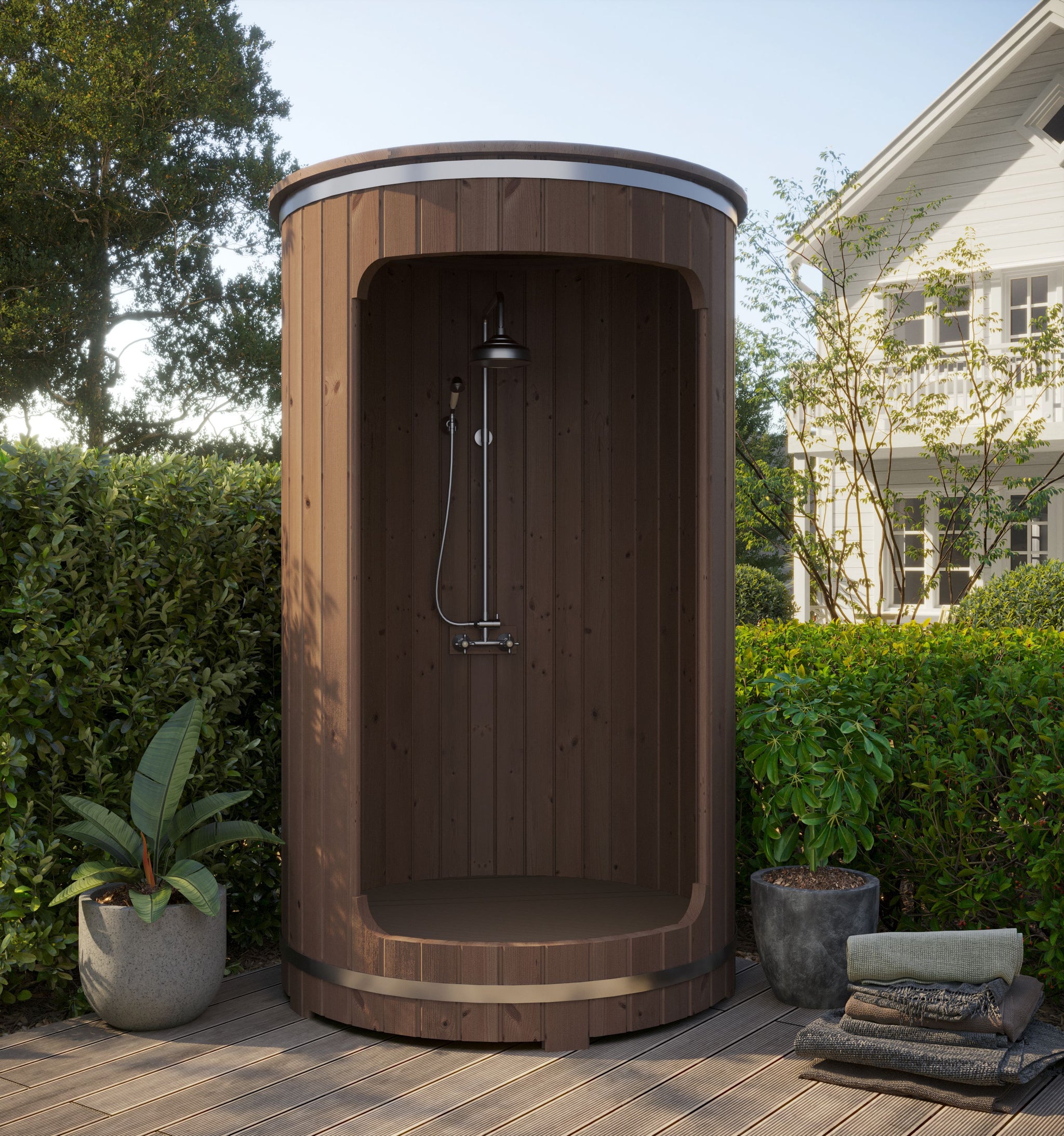 SaunaLife Barrel Shower Model R3 Rain-Series Outdoor Barrel Shower Kit 53
