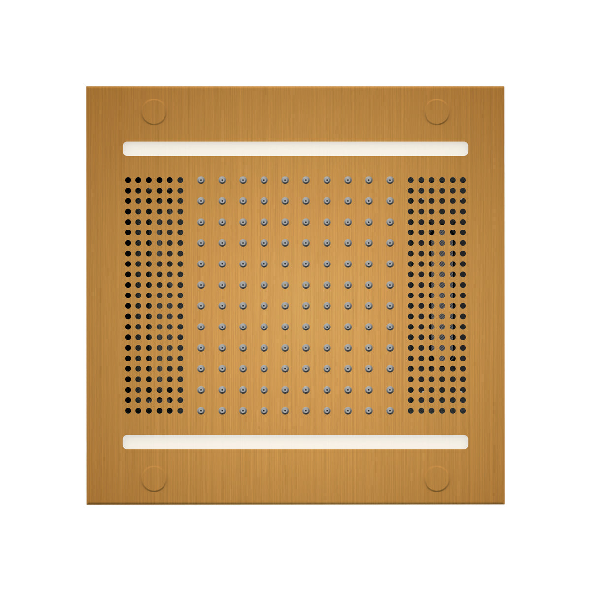 ThermaSol Hydrovive 14 Inch Square Rainhead System, Chromatherapy and Audiotherapy, Antique Brass